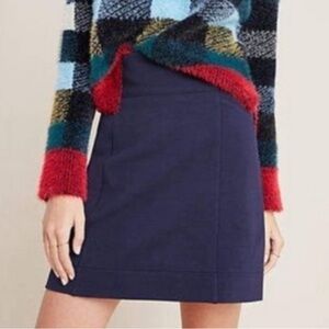 Anthropologie Maeve Piqué Mini Skirt Navy S